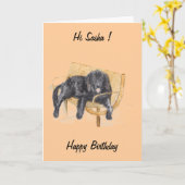 Newfoundland Dog, verander de naam, verjaardagskaa Kaart (Gele Bloem)