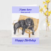 Newfoundland Dog-verjaardagskaart Kaart (Gele Bloem)
