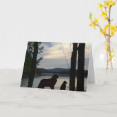 Newfoundland Dog wenskaart Kaart (Gele Bloem)