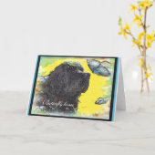 Newfoundland Dog Wenskaart Kaart (Gele Bloem)