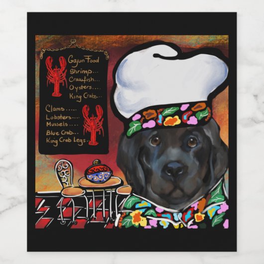 Newfoundland Dog Wijn Etiket (Enkel label)