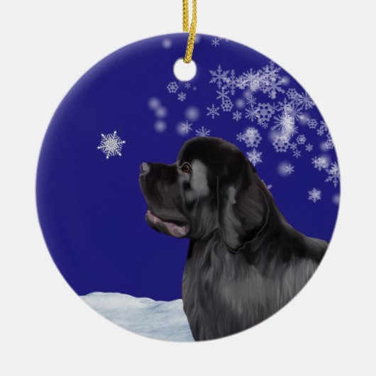 Newfoundland Dog Winter Wonderland Ornament (Voorkant)