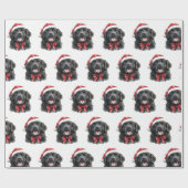 Newfoundland Dog with Santa Hat Cadeaupapier (Vlak)