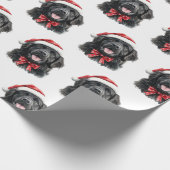 Newfoundland Dog with Santa Hat Cadeaupapier (Hoek)