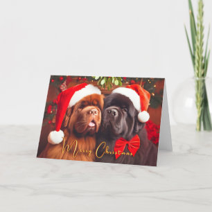Newfoundland Dogs Cheek to Cheek Christmas Kaart