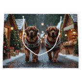 Newfoundland Dogs Christmas Snow Holiday Groot Cadeauzakje (Voorkant)