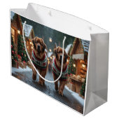 Newfoundland Dogs Christmas Snow Holiday Groot Cadeauzakje (Achterkant Gekanteld)