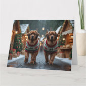 Newfoundland Dogs Kerstmis Sneeuw Vakantie Kaart (Voorkant)