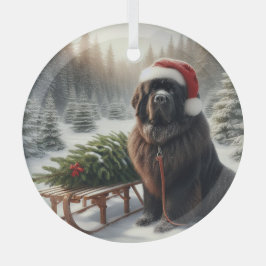Newfoundland Een boom op een slee Glas Ornament