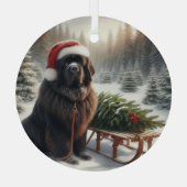 Newfoundland Een boom op een slee Glas Ornament (Achterkant)
