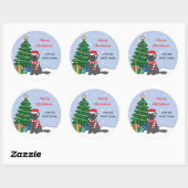 Newfoundland en kerstboom ronde sticker (Vel)
