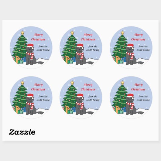 Newfoundland en kerstboom ronde sticker (Vel)