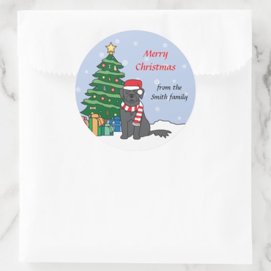 Newfoundland en kerstboom ronde sticker (Tas)