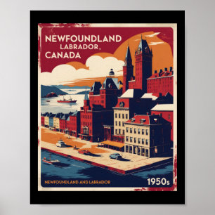 Newfoundland en Labrador Canada 1950 Vintage TRA Poster