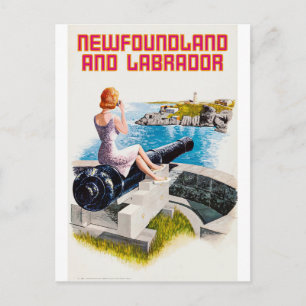 Newfoundland en Labrador, Meisje op een groot kano Briefkaart