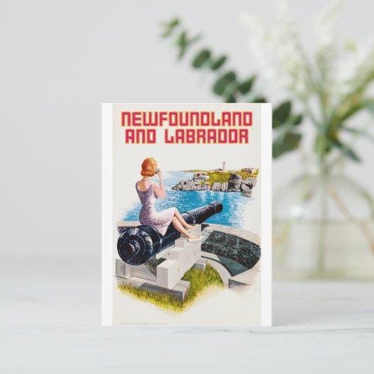 Newfoundland en Labrador, meisje op een groot Pist Briefkaart (Staand voorkant)