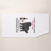Newfoundland en wijn Funny dog Badhanddoek (Badhanddoek)