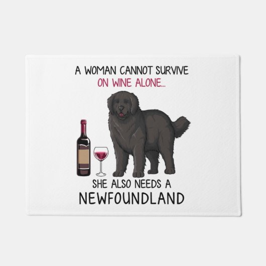 Newfoundland en wijn Funny dog Deurmat (Voorkant)