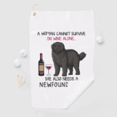Newfoundland en wijn Funny dog Golfhanddoek (Insitu)