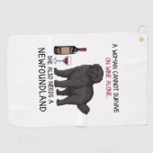 Newfoundland en wijn Funny dog Golfhanddoek (Horizontaal)