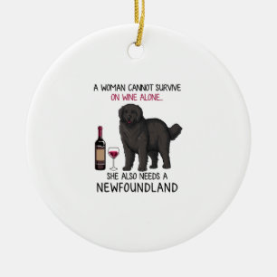 Newfoundland en wijn Funny dog Keramisch Ornament