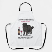 Newfoundland en wijn Funny dog Schort (Voorkant)