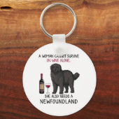 Newfoundland en wijn Funny dog Sleutelhanger (Voorkant)