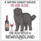 Newfoundland en wijn Funny dog Sticker (Vel)