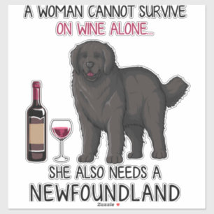 Newfoundland en wijn Funny dog Sticker