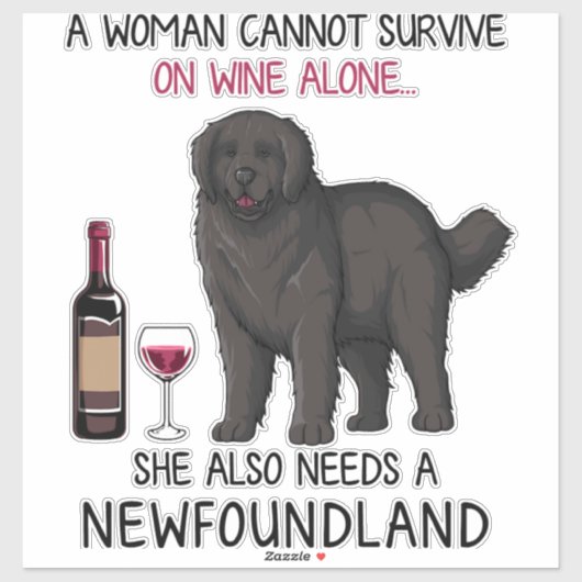 Newfoundland en wijn Funny dog Sticker (Vel)