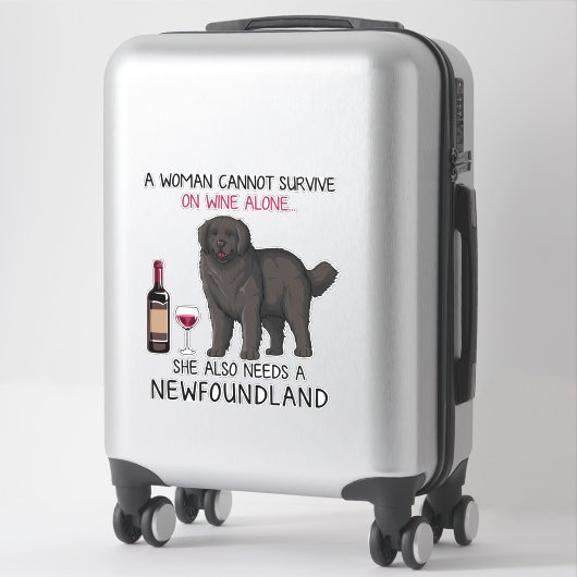 Newfoundland en wijn Funny dog Sticker (Koffer)