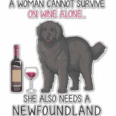 Newfoundland en wijn Funny dog Sticker (Voorkant)