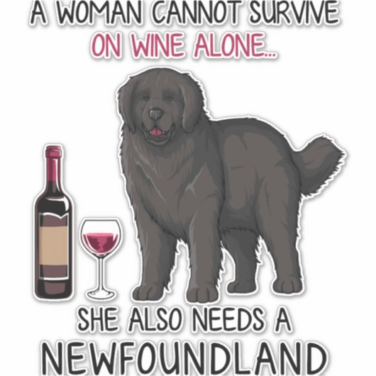 Newfoundland en wijn Funny dog Sticker (Voorkant)