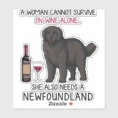 Newfoundland en wijn Funny dog Sticker (Vel)