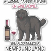 Newfoundland en wijn Funny dog Sticker (Voorkant)