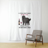 Newfoundland en wijn Funny dog Wandkleed (In situ)