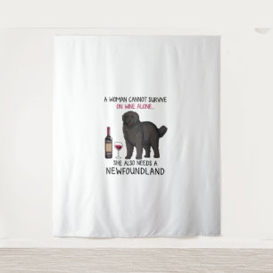 Newfoundland en wijn Funny dog Wandkleed