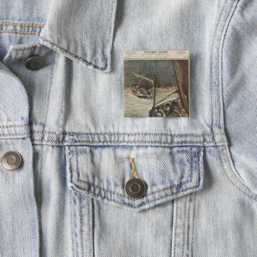 Newfoundland Fishermen Vierkante Button 5,1 Cm (In situ)