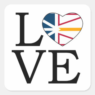 Newfoundland Flag Love Word Art Vierkante Sticker