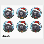 Newfoundland Gebrandschilderd Glas Kerstmis Ronde Sticker (Vel)
