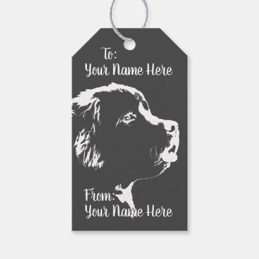 Newfoundland Gift Labels Custom Puppy Dog Gift Lab Cadeaulabel (Voorkant)