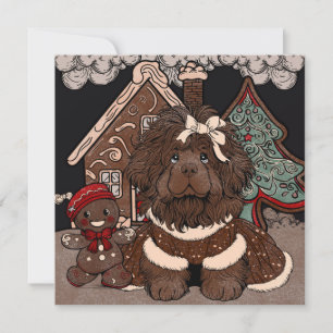 Newfoundland Gingerbread Kisses, Holiday Wishes Feestdagenkaart
