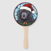 Newfoundland Glas in lood Kerst Handwaaier (Voorkant)