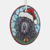 Newfoundland Glas in lood Kerst Ornament (Voorkant Rechts)