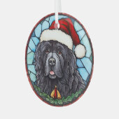 Newfoundland Glas in lood Kerst Ornament (Voorkant links)