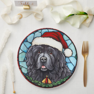 Newfoundland Glas in lood Kerst Papieren Bordje