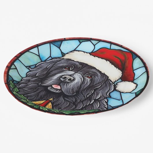 Newfoundland Glas in lood Kerst Papieren Bordje (Gekanteld)