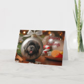Newfoundland Grey Head Ornament Kerst Kaart (Voorkant)