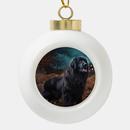 Newfoundland Halloween Scary Keramische Bal Ornament (Voorkant)