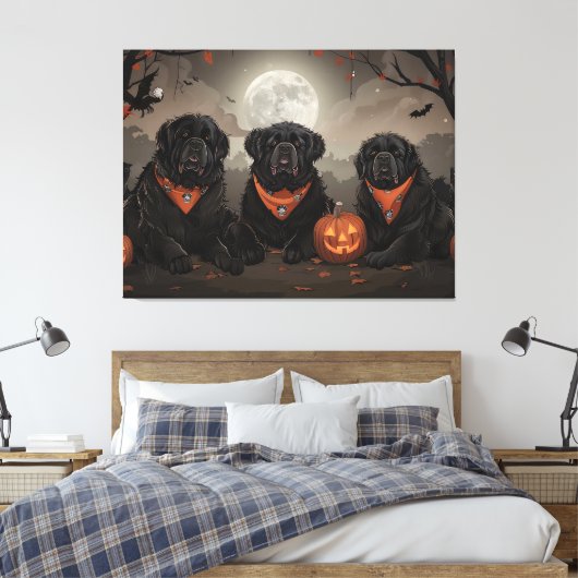 Newfoundland Halloween Spooky Canvas Afdruk (Insitu (Slaapkamer))